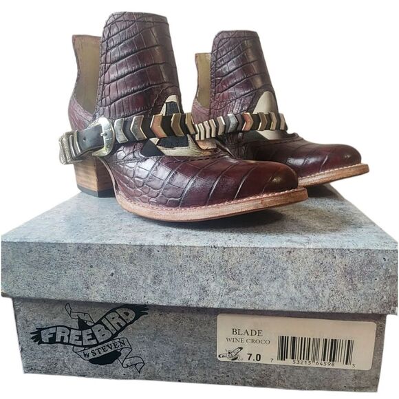 Freebird By Steven Blade Wine Croco - Size 7 - Picture 10 of 11